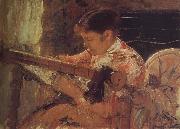 Mary Cassatt Mary is weaving painting